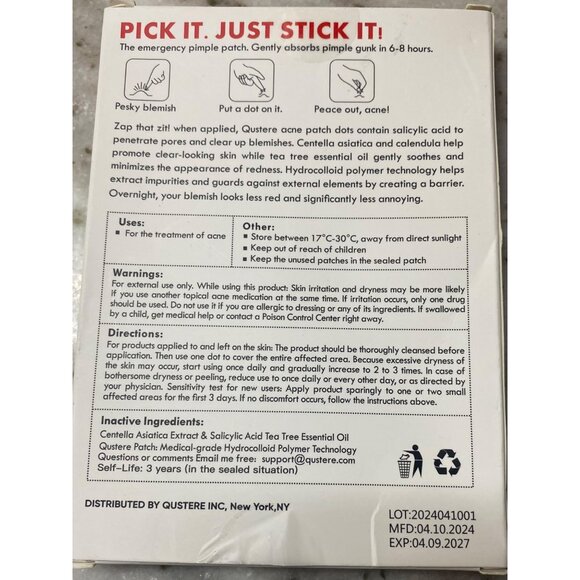 Qustere Pimple Acne Zit Patch Professional CLEAR  Hydrocolloid 288 Patches - Picture 2 of 2